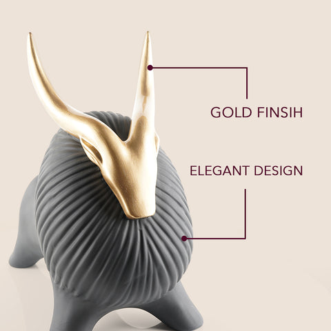 Golden Horned Yak Table Accent