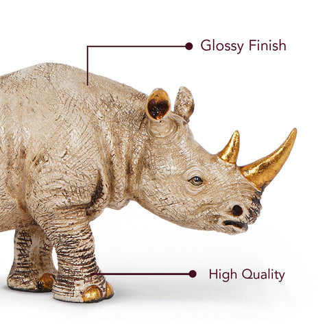 Golden-Horned Rhino Table Accent