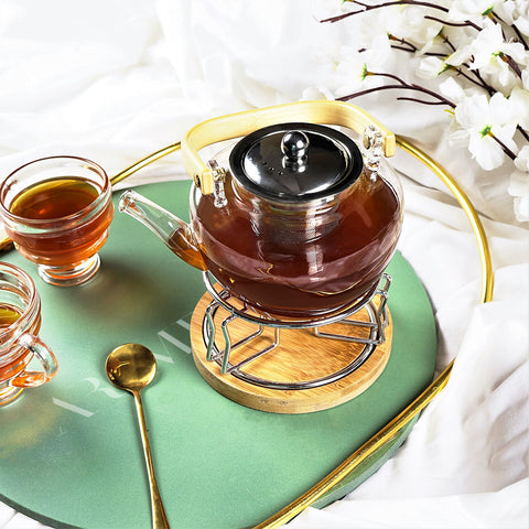 Surreal Walled Tea Pot with Bamboo Stand