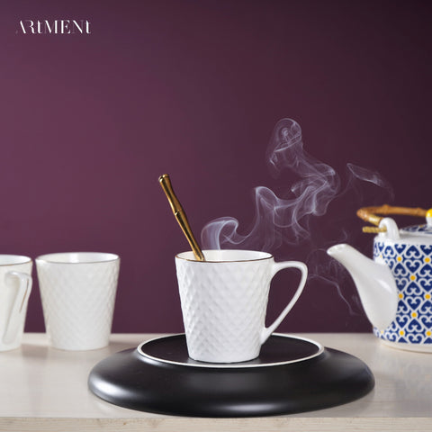 Minimalist White Funnel Tea Cups (Set of 6)