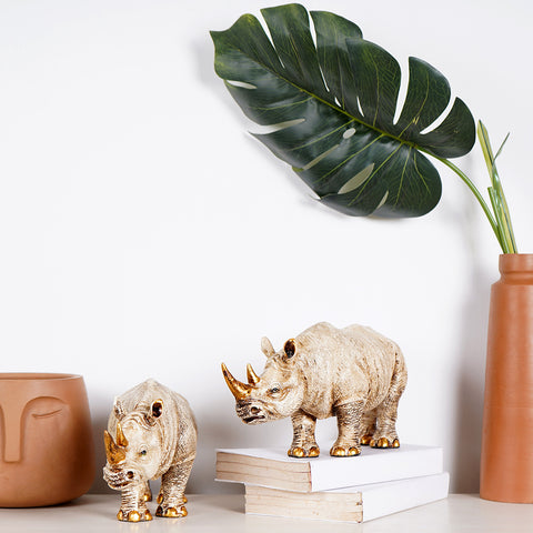 Golden-Horned Rhino Table Accent