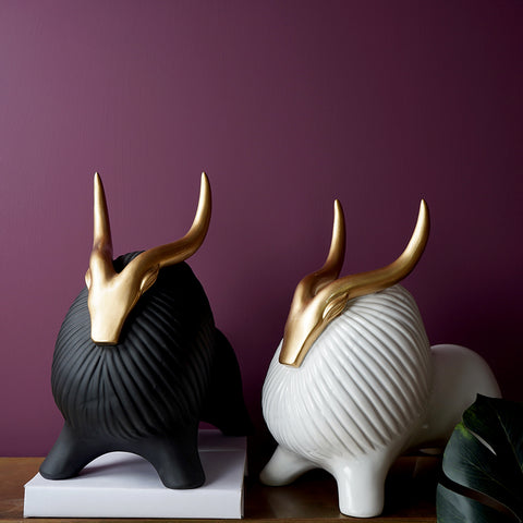 Golden Horned Yak Table Accent