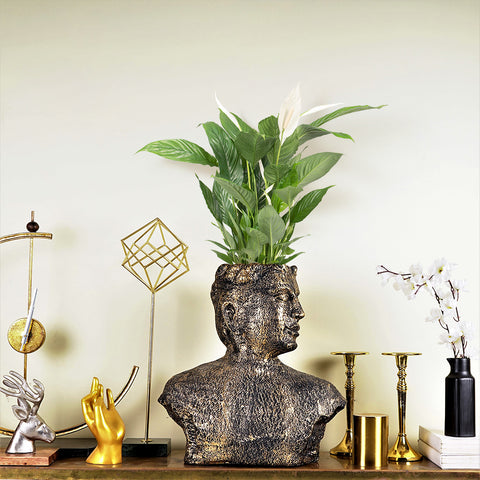 Surreal Bronze Man Table Planter