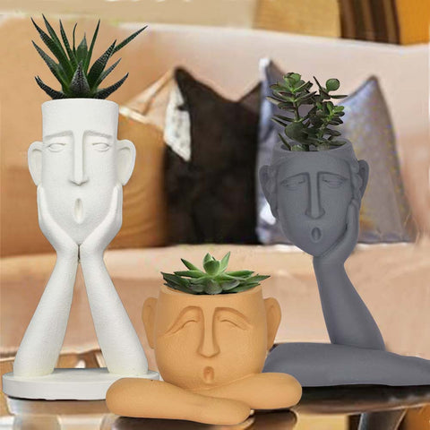 Surprised Faces Planter Set