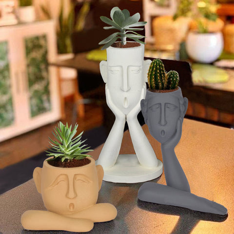 Surprised Faces Planter Set