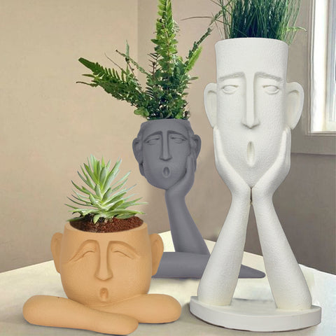 Surprised Faces Planter Set