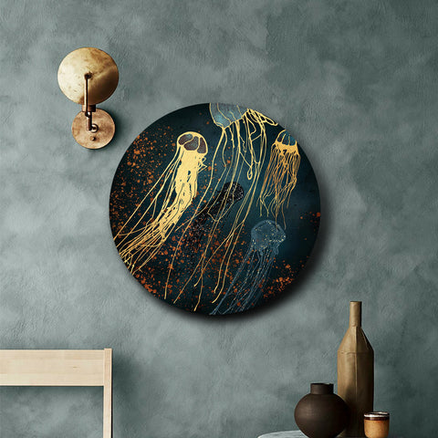 Golden Sea Jellies Canvas