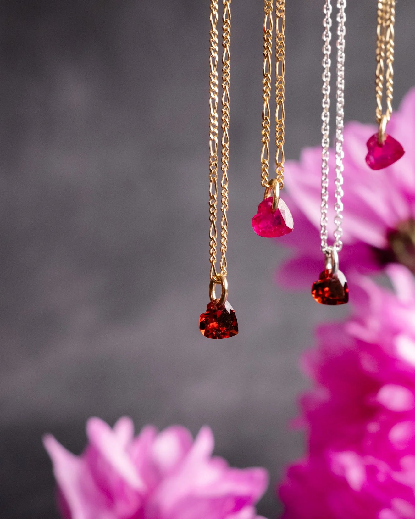 Garnet and Ruby Heart Necklace The Healing Pear