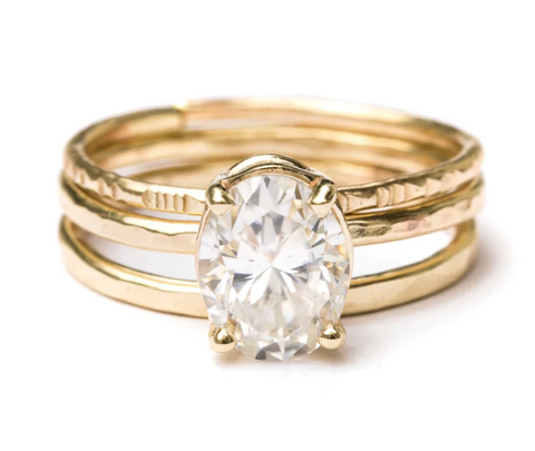 Oval Diamond Stacking Ring