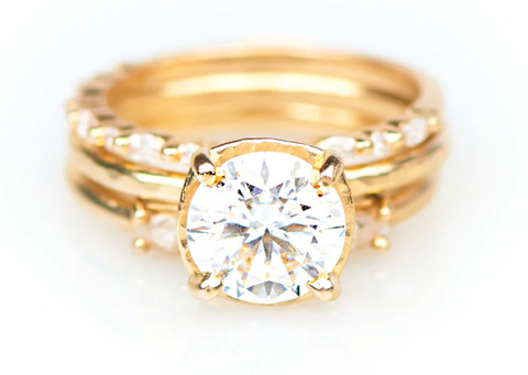 2ct Round Lab Diamond Stacking Engagement Ring Set