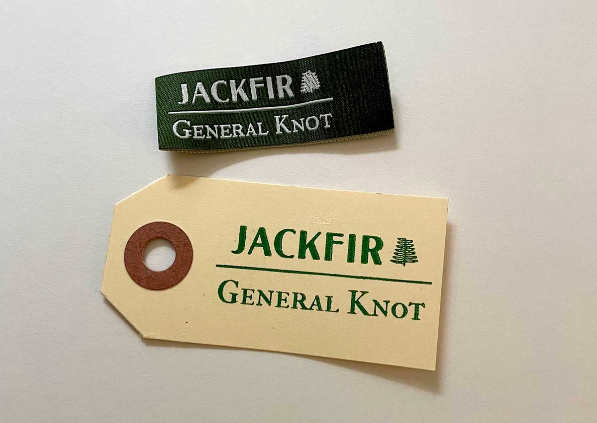 Jackfir and General Knot collaboration label and hangtag