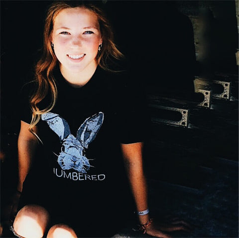Black Speckled Unisex T-Shirt with Hare/Hair Numbered Design