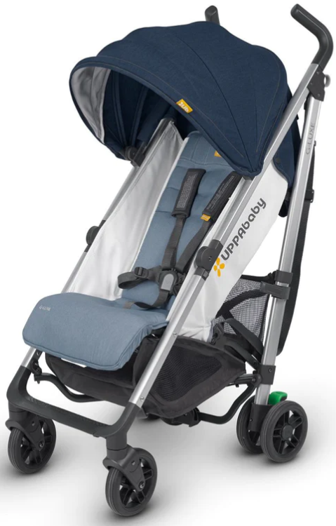 UPPAbaby G-LUXE Stroller 2021 | 2022 in Aiden blue on aluminum silver frame