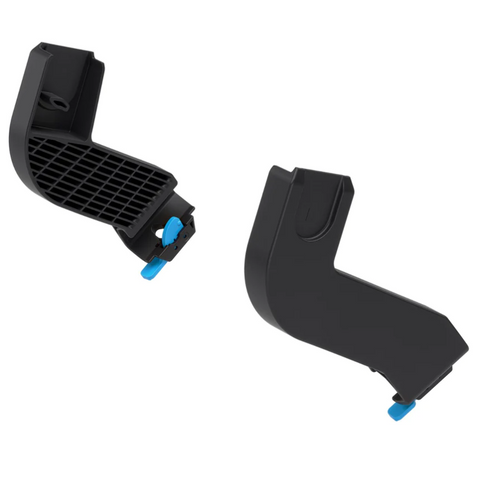 Thule Glide 2 / Urban Glide 2 Stroller Car Seat Adapter Maxi Cosi / Cybex / Nuna. two black plastic connection posts with blue buttons.