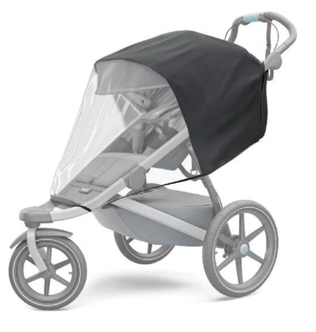 Thule Stroller Rain Cover Glide 2 / Urban Glide 2. a transparent rain cover covers a thule stroller.