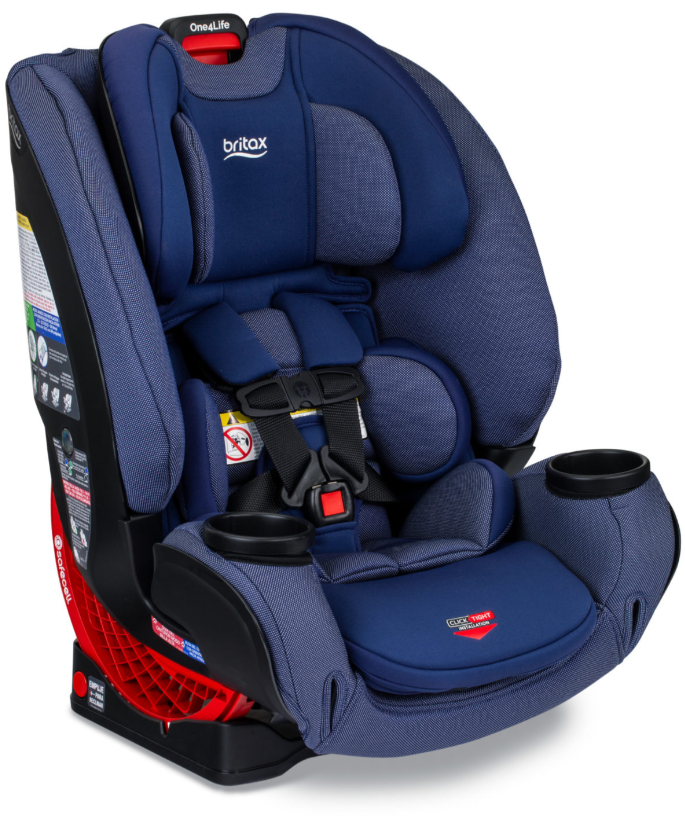 BRITAX ALL IN ONE CAR SEAT SIT ON A WHITE STUDIO BACKGROUND, LINKS TO MBEANS.COM FOR PURCHASE