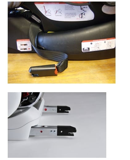 clek latch vs seat belt convertible car seat comparison