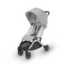 Grey UPPAbaby Minu stroller against a white background.