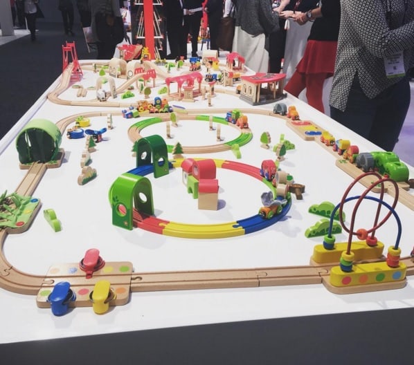 hape wooden railway toy fair 2016
