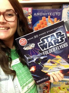 Lauren with Star Wars Folded Flyers.