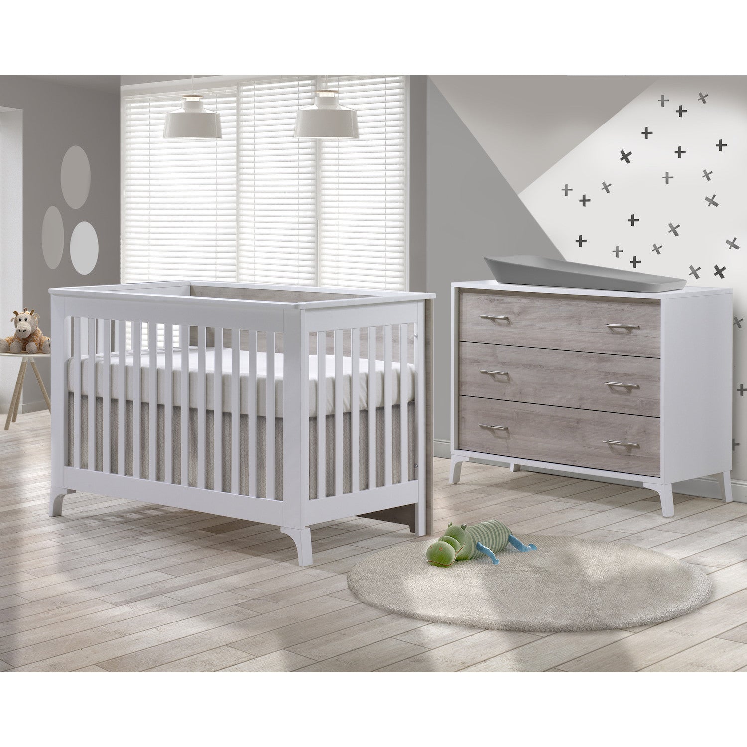 Tulip Metro Convertible Crib And Dresser 2 Piece Set