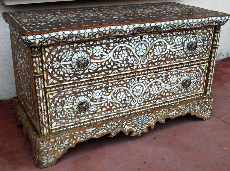 Wonderful 19th Century Syrian Mother Of Pearl Dresser Cabinet