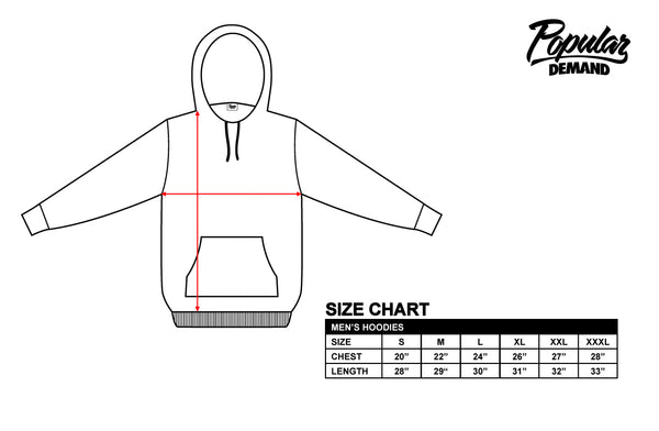 Mens Hoodie Size Chart