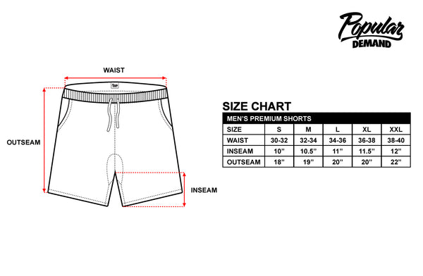 Mens Size Chart Shorts