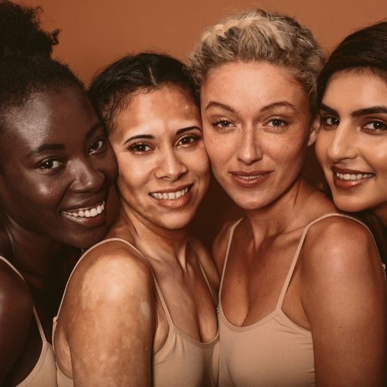 Image of four women with different skin types