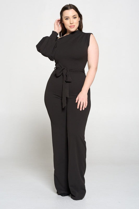 Plus Size Zipper Front Utility Cargo Jumpsuit