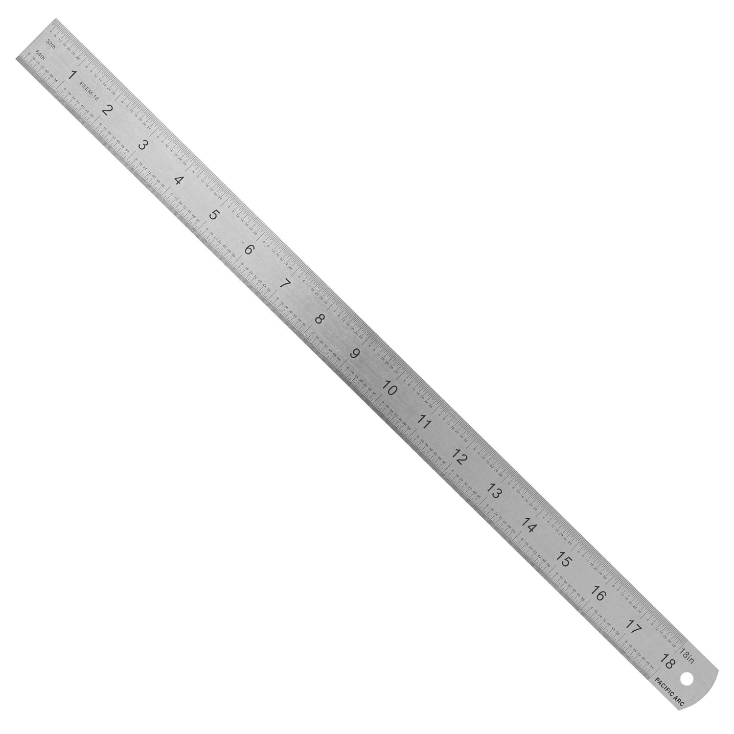 Pacific Arc Stainless Steel Ruler with Inch (8th, 16th, 32nd), Metric (mm)