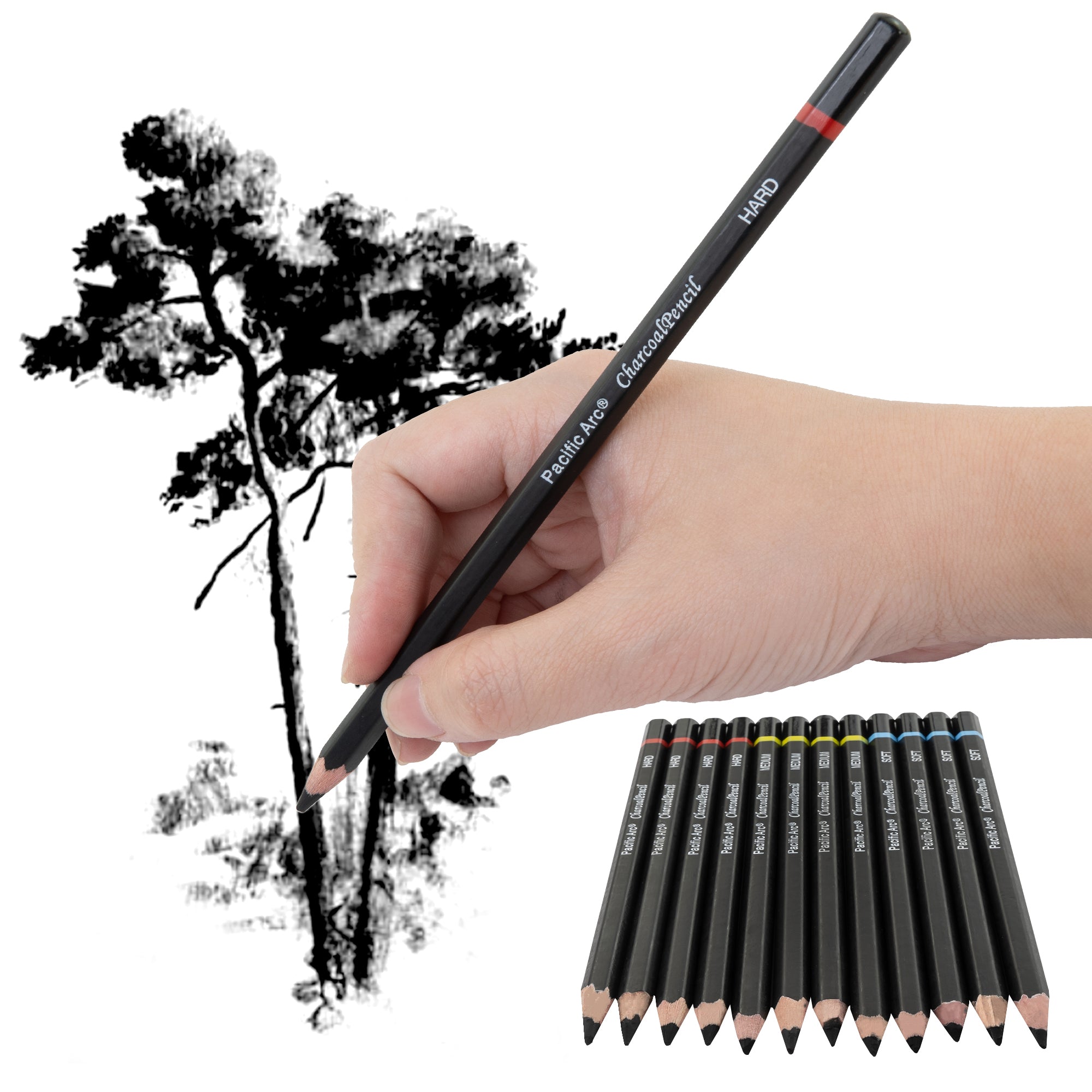 CNKOO Compressed Charcoal Rod 6Pcs Soft, Medium and Hard Grade Square Willow  Charcoal Sticks for Drawing, Sketching, Shading, Art Supplies Sketch Kits  Tools Carbon Strip 