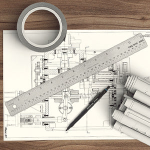 Pacific Arc Stainless-Steel Cork-Back Ruler - 12