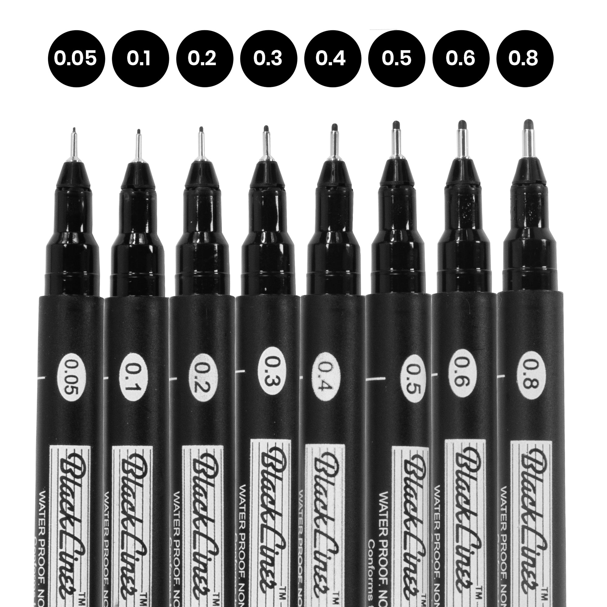Pacific Arc Blackliner Black Fineliner Pens, Set of 4 Differently Sized  Broad Drawing Pens for Artists, Sketching Pens, Journaling Pens, Hand