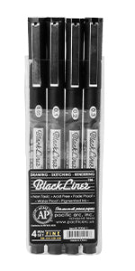 Pacific Arc, Blackliner Black Fineliner Pens, Set of 4 Differently Sized  Fine Drawing Pens for Artists, Sketching Pens, Journaling Pens, Hand
