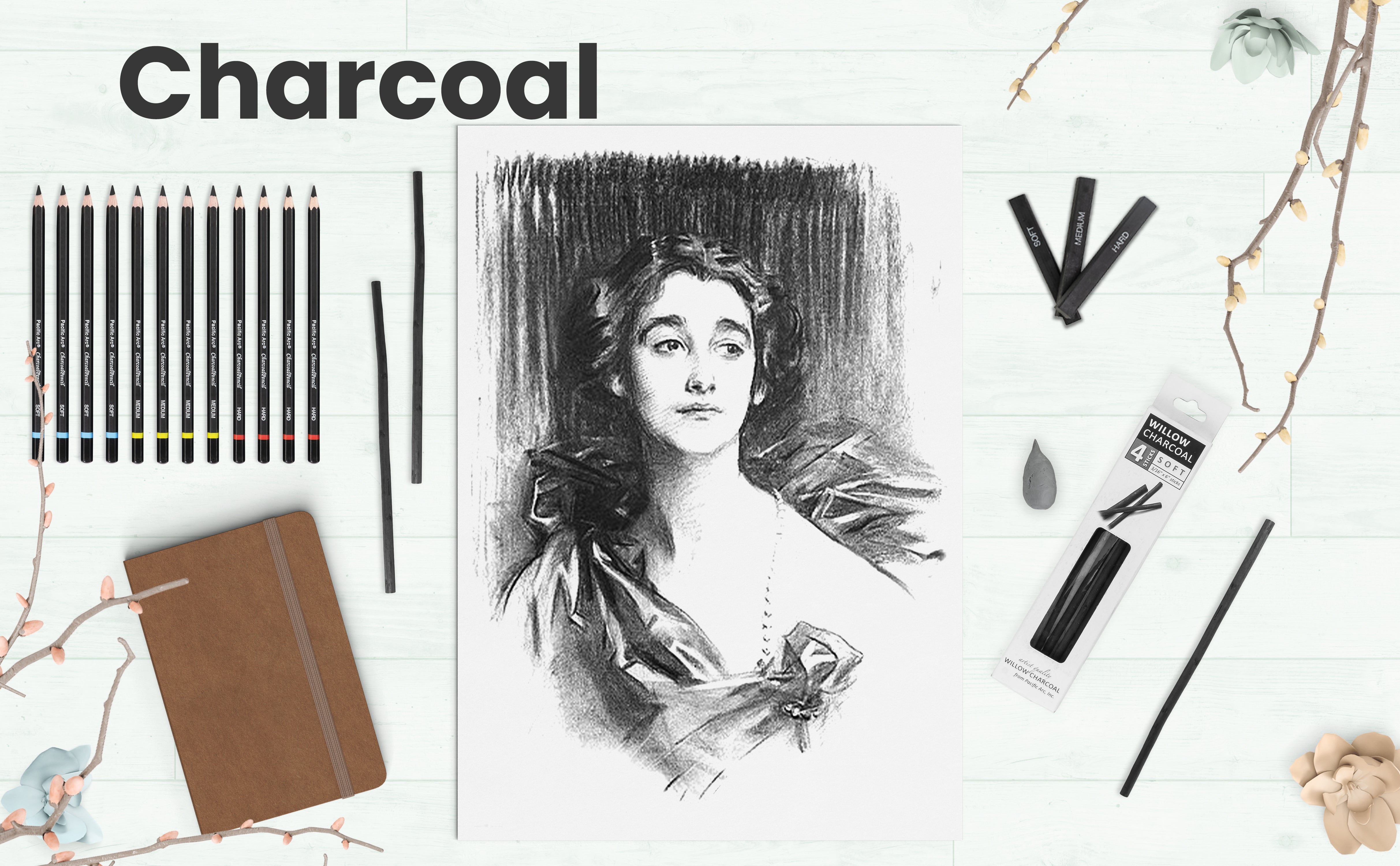 Charcoal pencils for drawing Artist Willow Vine Sketch Charcoal