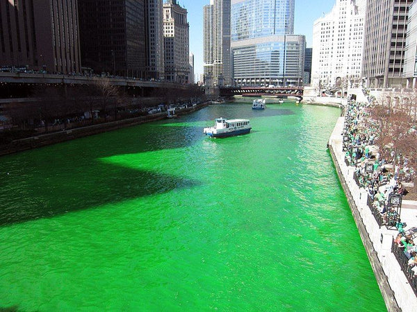 The Chicago River dyed green for St. Patrick's Day