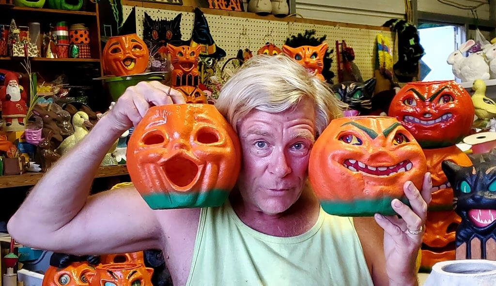Christopher James with Pumpkins he created for Traditions!