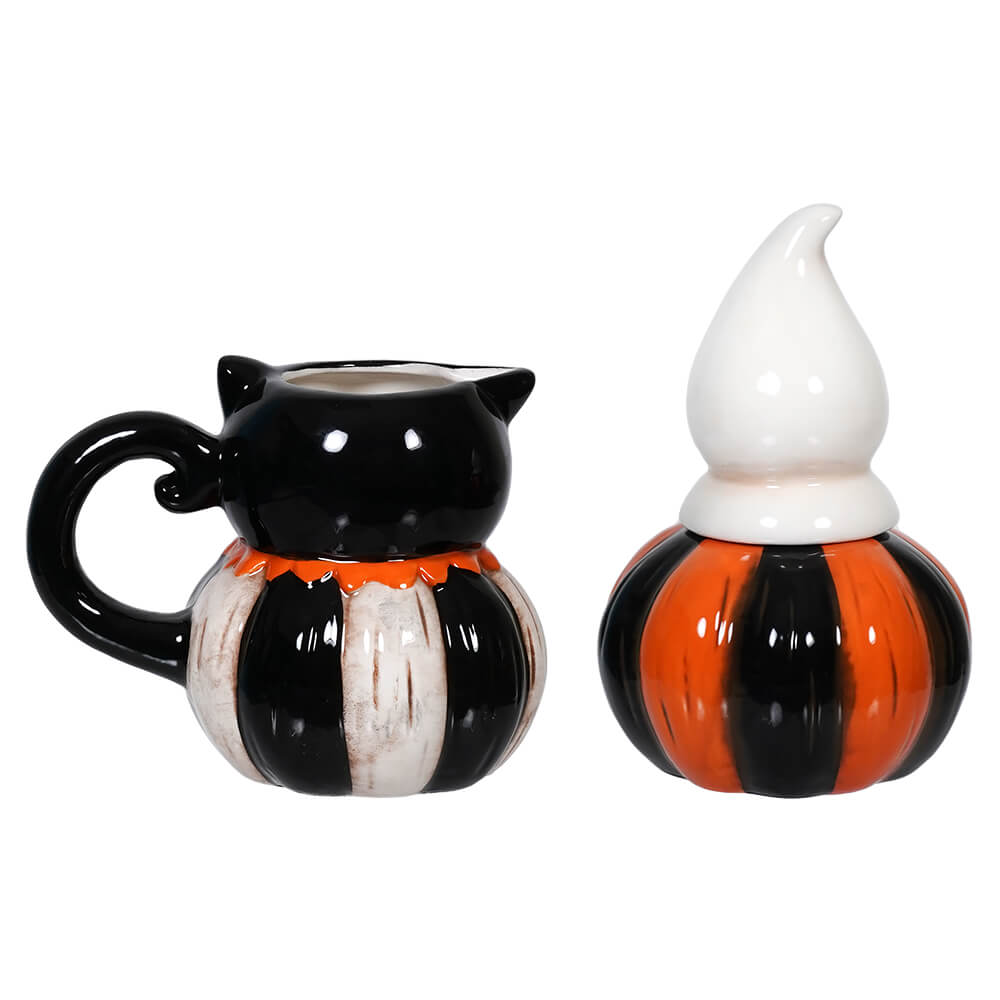 Ghost and Pumpkin Glass Cup with Bamboo Lid and Straw – Mrs Pretty Prints