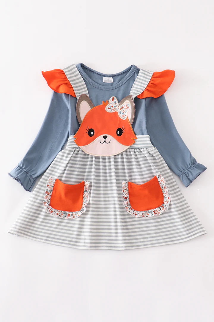 Fox Applique Dress Suit