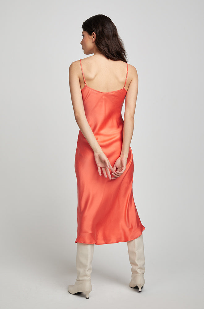 coral slip dress