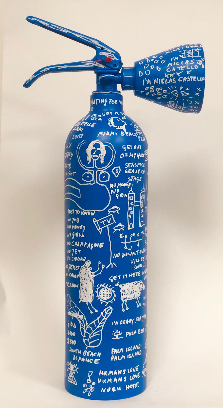 blue fire extinguisher