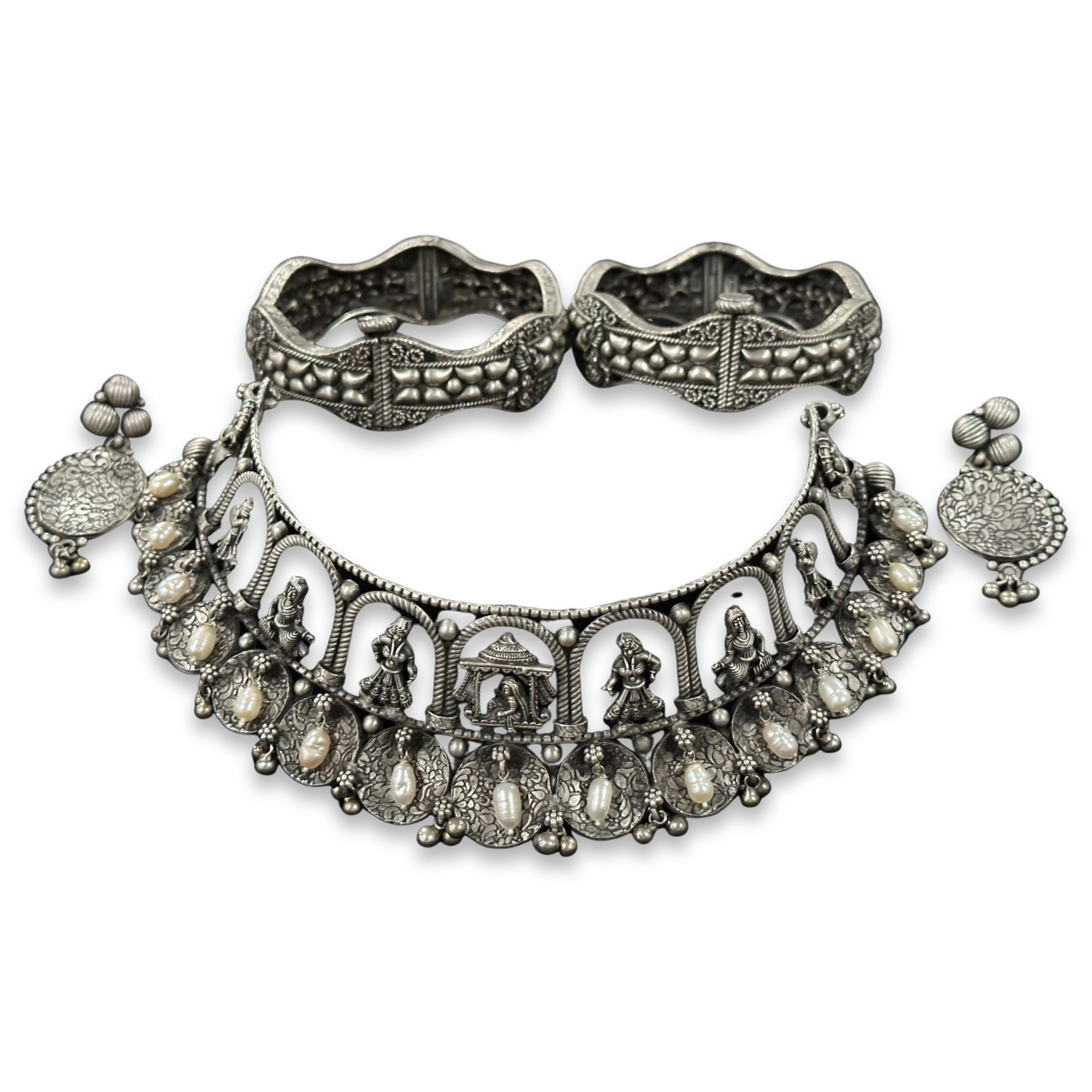 925 Sterling Silver Designer Necklace Set - Design#04