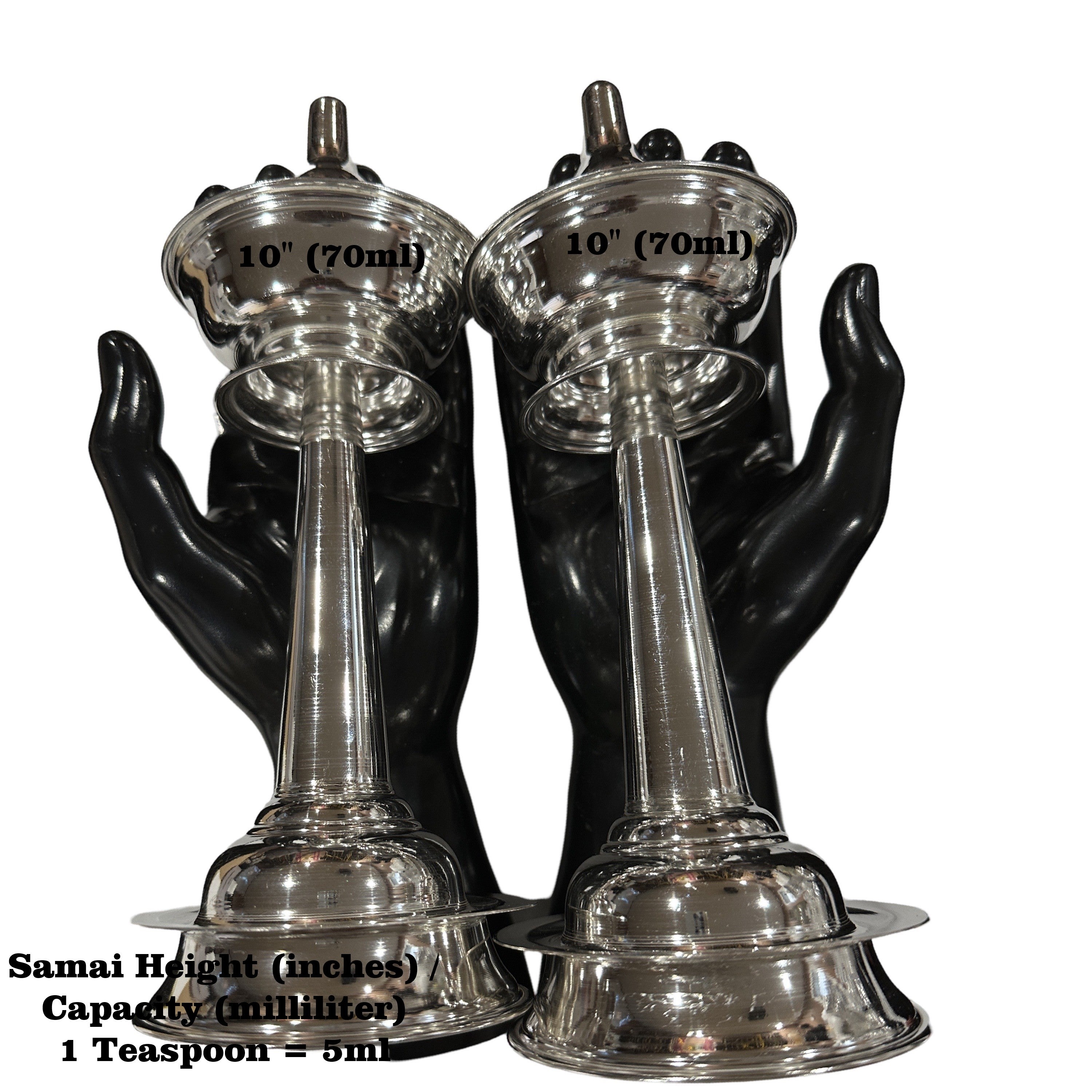 925 Sterling Silver Hallmarked Kerala Samai / Kuthu Vilakku Pair -Style#01