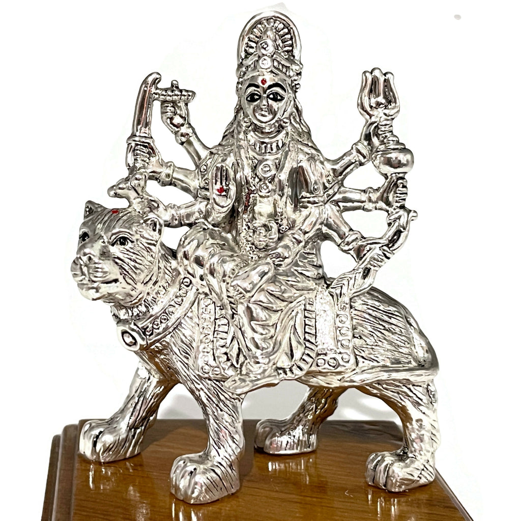 999 Pure Silver Ambe / Durga Mata Idol / Statue / Murti (Figurine #08)