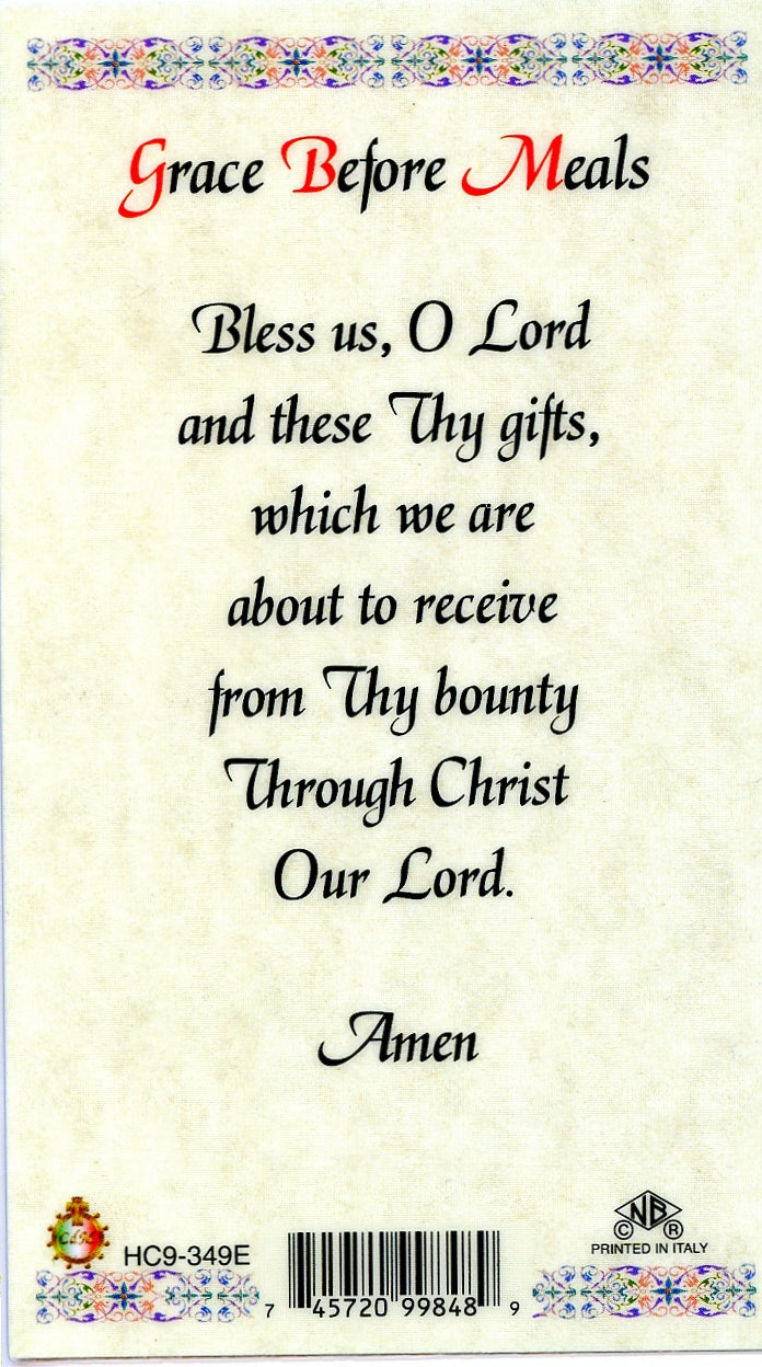 GRACE BEFORE MEALS LAMINATED HOLY CARDS QUANTITY 25 PRAYER CARDS