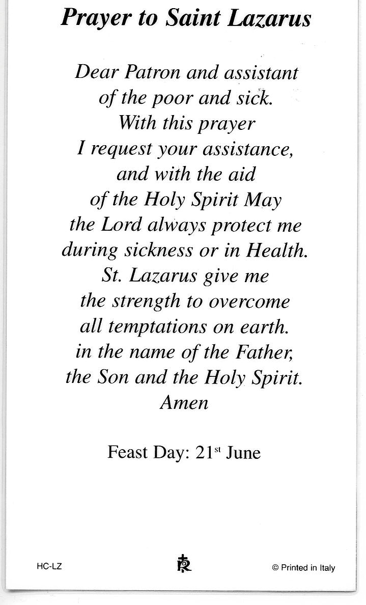 saint lazarus prayer