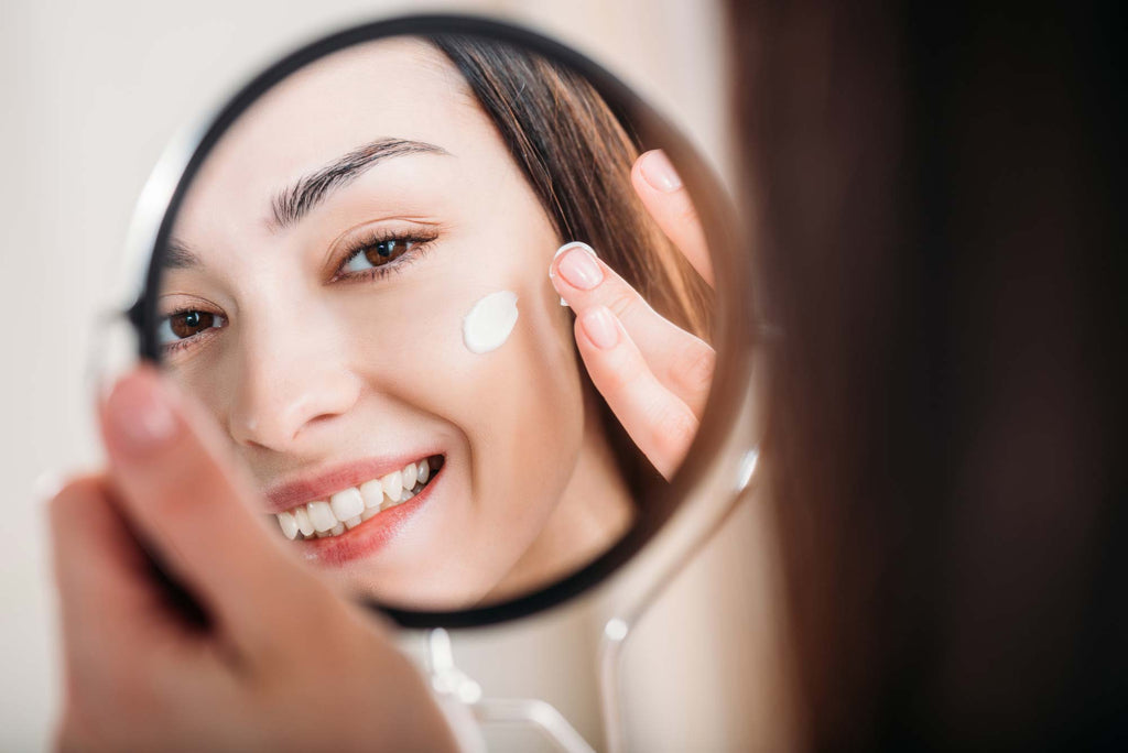 Woman taking care of sensitive skin