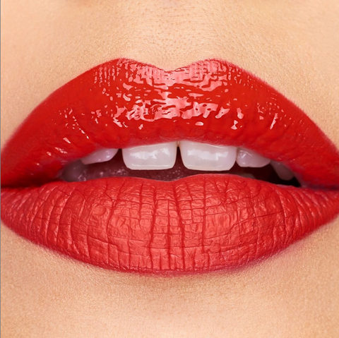 Lips wearing red lipstick 