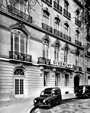 Givenchy shop front on Plaine Monceau in black and white